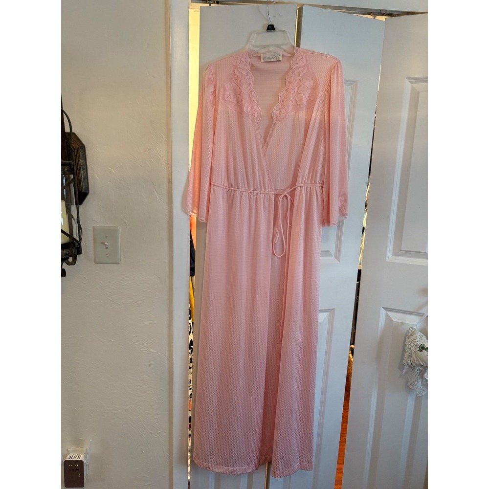 Vintage Pink Lace Trim Satin‎ Robe by JC Penney Collectibles Size Small